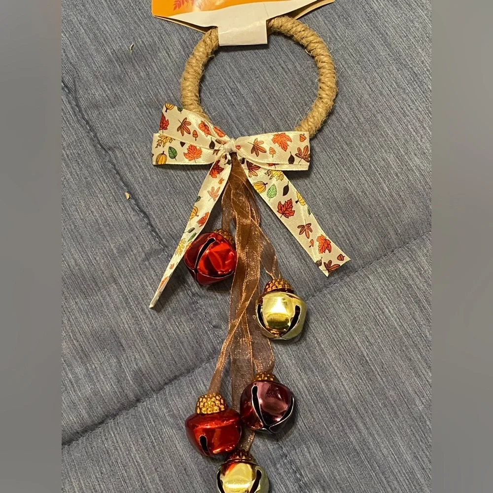 Festive Fall Bell Door Hanger with Bow NWT